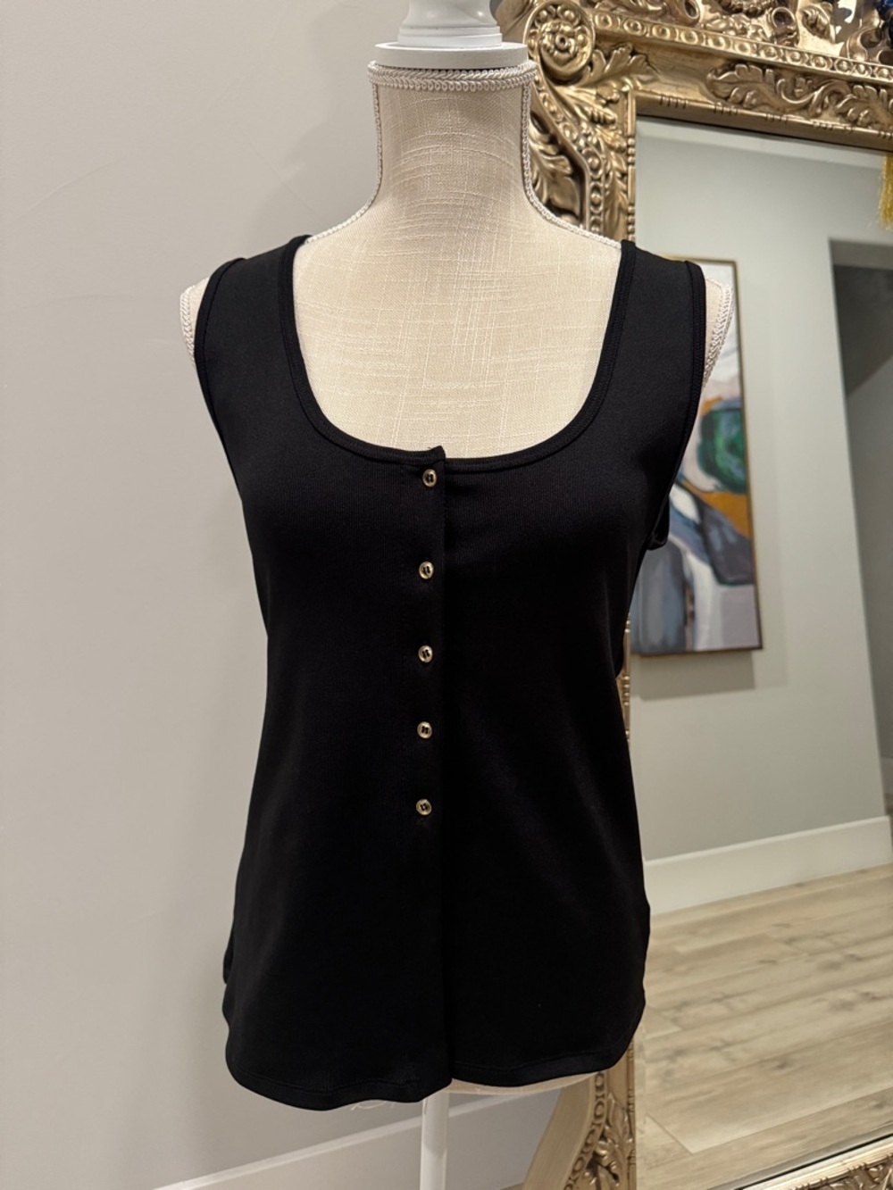 Zara Black Scoop-Neck Button Tank